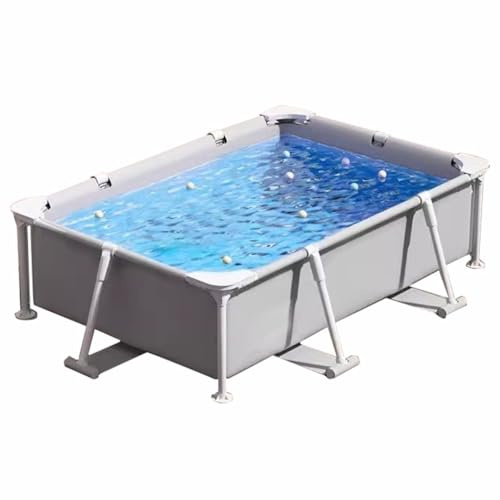 Easnuroz Piscina De Marco 150-300cm Piscina sobre Suelo Rectangular De Metal Piscina para Adultos - Material Laminado De PVC De 3 Capas, Incluye Parche De Reparación(259 * 170 * 61cm)