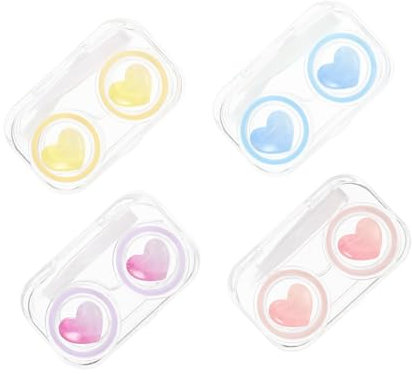 NIYANGLE 4pcs Sturdy and Leak Contacts Lens Case Portable Lens Holder for Travel Home and Business Trips