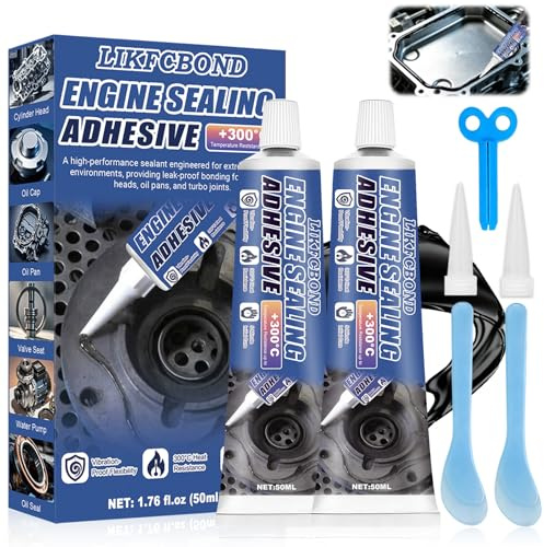 LIKFCBOND Dichtmasse Motor Schwarz, 2Pcs 50ML Schwarze Motordichtungspaste, Hochtemperatur Silikon Reparatur Dichtung, Zylinderkopfdichtung Dichtmittel, Flüssig Motorblock Getriebe Dichtung Ölwanne