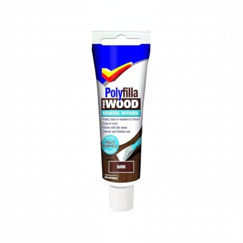 HOCHSTE® Polycell Polyfilla Wood Filler, Quick-Drying Formula, DIY Projects, Ensures Long-Lasting Repairs, Easy to Apply, Interior and Exterior Use, Fills Cracks, Holes, Woodwork, (Dark, 75g)