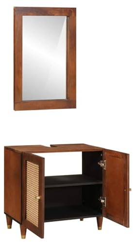 Gecheer Mobili da bagno 2 pcs 62 x 33 x 58 cm Legno di mango massello