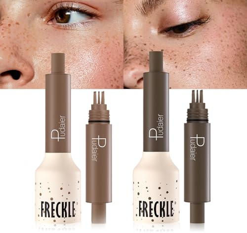 GROVBLE 2 Stück Freckle Stamp, Henna Braun Sommersprossen, Freckles Pen, Fake Freckles, Henna Sommersprossen Henna, Sommersprossen Stift Wasserfest, Schnelltrocknend & Hautfreundlich Freckle Pen
