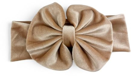Fascetta per Capelli Neonata con Fiocco in Velluto-Fascia per capelli Bambina (da 3 a 18 mesi) (Champagne, Da 3 a 18 mesi)