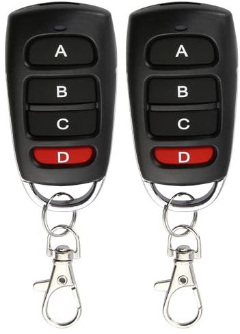 2PCS Telecommande Universelle Portail 433 MHz Duplicateur Code Fixe Multicode à 4 Boutons Programmation Facile Copie Portée de 50m pour Porte Garage Électrique Compatible avec 2260 2262 PT2264 SC5262