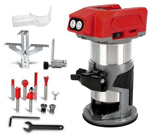 Toupie électrique sans fil compatible avec la batterie Milwaukee M18 18V, toupie à bois sans balais 5 vitesses 800W 30000 tr/min, toupie à main avec embouts de toupie, guide de bord