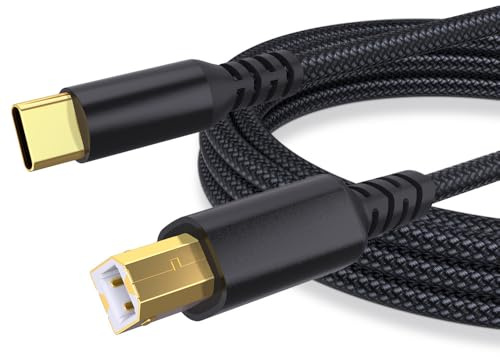 USB B to USB C Adapter, 2M USB C to USB B MIDI Cable with 480Mbps Transfer for Yamaha Casio Digital Piano Keyboard Audio Interface DJ Controller MacBook Pro/Air HP/Epson/Canon Printer/Scanner (Black)