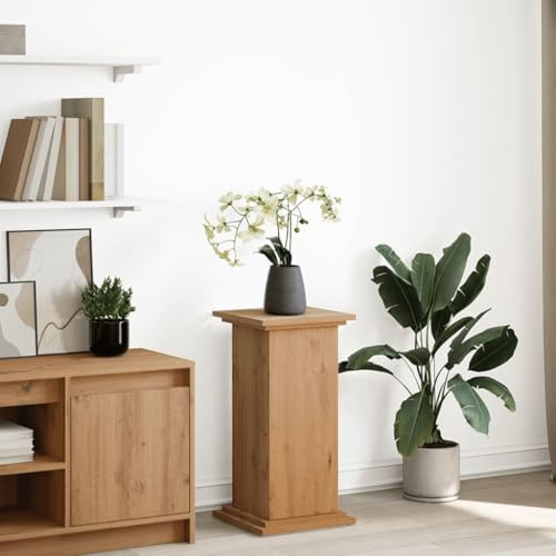 IBUQDDV Présentoir à fleurs en forme de colonne avec espace de rangement, chêne Artisan 31 x 30 x 60 cm, étagère de présentation avec trois niveaux et compartiments cachés, installation de porte