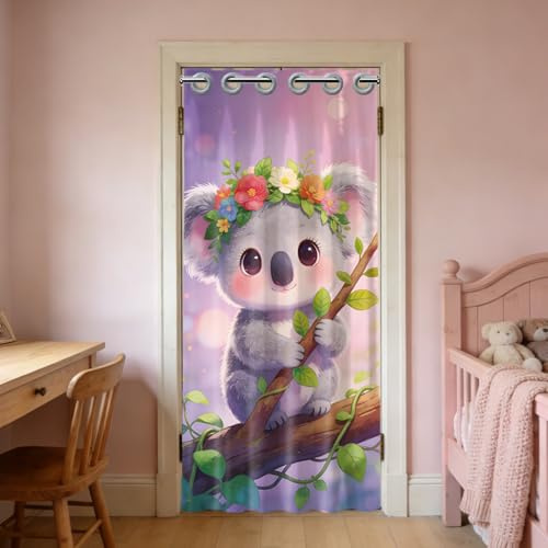 CONCHLERY Koala Türvorhang, 200x100 cm, Polyester, Bunt, Raumteiler mit Tiermuster, Verträumt
