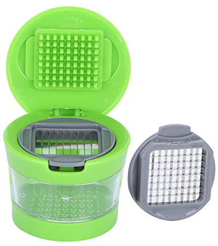 CHICIRIS Garlic Press Machine Efficient Kitchen Cutting Tool for Home Use ABS+Stainless Steel Green 1 X Garlic Press (2 X Switching Blade)