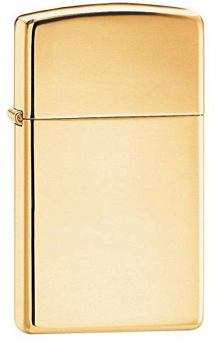 Zippo Sturmfeuerzeug - High Polished Brass Slim, Base Model - Nachfüllbar - Wiederverwendbar - Windfestes Design - Geschenkbox - Made in USA