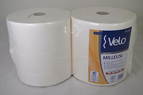 BOBINE CARTA INDUSTRIALE VELO 800STR ROTOLI ASCIUGATUTTO MILLEUSI ASSORBENTE 2PZ