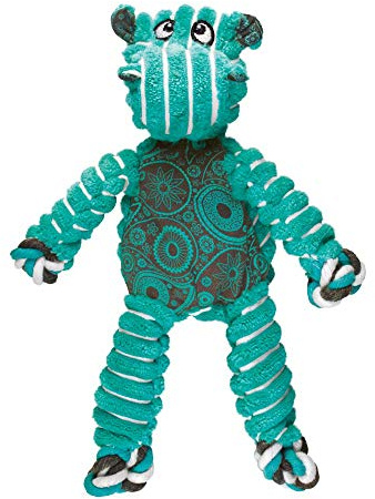 KONG Floppy Knots - Durable No‑Stuffing Squeaky Rope & Plush Dog Toy - for Teething, Playing (Hippo, Small/Medium)