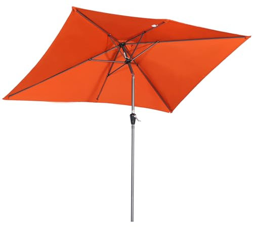 Angel Living Parasol de Jardin Exterieur Inclinable 2x3M avec Manivelle, Parasol pour Patio et Jardin, Toile Protection UV pour Balcon Patio Terrasse (Terre cuite)