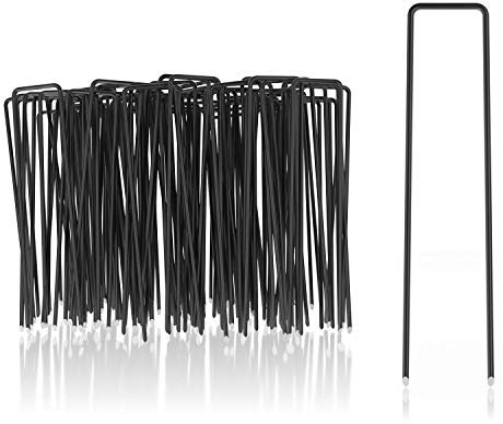 COM-FOUR® 100x ancoraggi a terra in acciaio al carbonio - robusti picchetti per il fissaggio di pile e lamine per erbacce - ancoraggi a terra per giardino e campeggio (100 pezzi - 150x25x3mm)