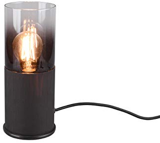 Trio Leuchten Tischleuchte Robin 510600132, Metall Schwarz matt, Glas rauchfarbig, exkl. 1x E27