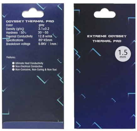 Thermalright Thermal Pad 12.8 W/mK, 85x45x1.5mm, Non Conductive Heat Resistance, Extreme Odyssey Silicone Thermal Pads for PC Laptop Heatsink/GPU/CPU/LED Cooler (1.5mm)