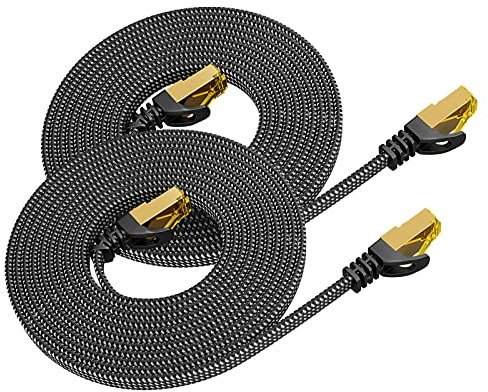 ARISKEEN Cat 8 cavo ethernet 3 metri 2Pack, Cavo Piatto Intrecciato Cat8 ad Alta Velocità(40 Gbps 2000 Mhz/s) Gigabit Rj45 STP Rete Internet Schermato Cavo Patch LAN per Modem Router
