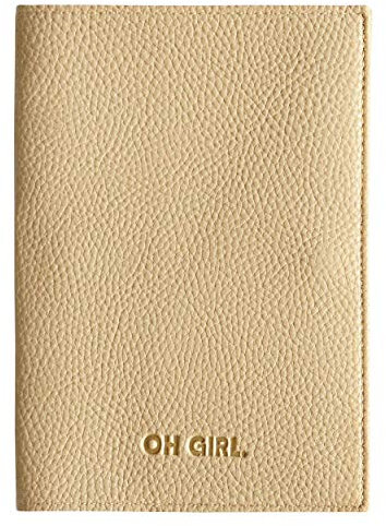 Mutterpasshülle mit Prägung OH GIRL teilweise in gold veredelt, Mutter-Kind Pass, Organzier, Ultraschallheft (Beige)