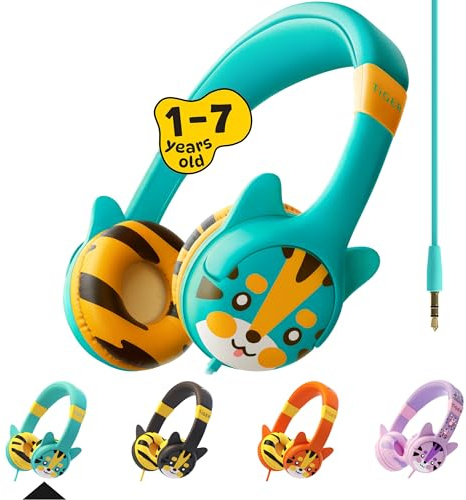 Kidrox® Toddler Baby Headphones (1-7 years old) for Kids, Durable & Flexible Headphones for Kids, Girls & Boys, 85dB Limiting Wired Children HeadPhones for School, Airplane, Travel, iPad, Tablet