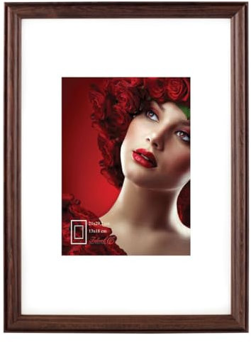 IDEAL TREND Leano Bilderrahmen aus Holz – Fotorahmen mit Klarglas & Flexipins | Wanddeko & Collage-Rahmen S190: Farbe: Nuss | Format: 30x45