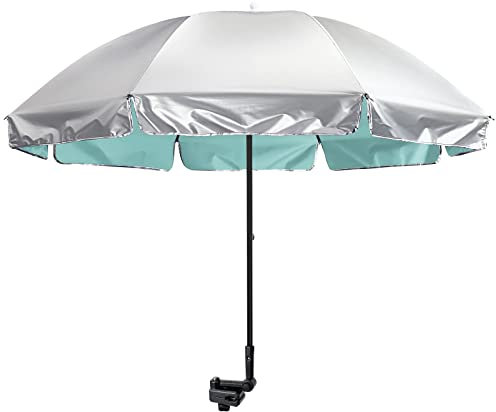 G4Free UPF 50+ Universal Clamp On Umbrella Adjustable Outdoor UV Protection Beach Chair Umbrella for Strollers, Wheelchairs, Patio Chairs, Golf Carts and Beach