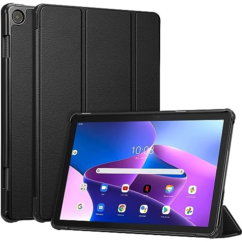 Fintie Hülle für 2022 Lenovo Tab M10 (3. Gen) Tablet 10.1 TB-328FU/TB-328XU (Nicht für 2025 Lenovo Tab Tablet 10.1), Ultradünne Schutzhülle mit Auto Schlaf/Wach Funktion, Schwarz