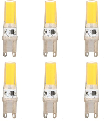 Garosa 6 Stück 220 V 9 W G9 LED-Birnen, Dimmbare 500 Lm COB-Lampe, geeignet für Decken- und Landschaftsbeleuchtung, Kronleuchter-Lampen, Warm White 3000K