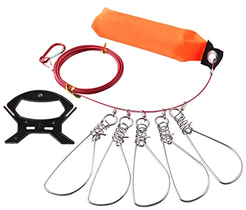 CHSEEO Kit de larguero de Pescado, Soporte de Pesca de Acero Inoxidable de 11 pies con 5 broches de presión, Aguja de Rosca de Metal, Flotador, Bolsa de Almacenamiento portátil, Rojo
