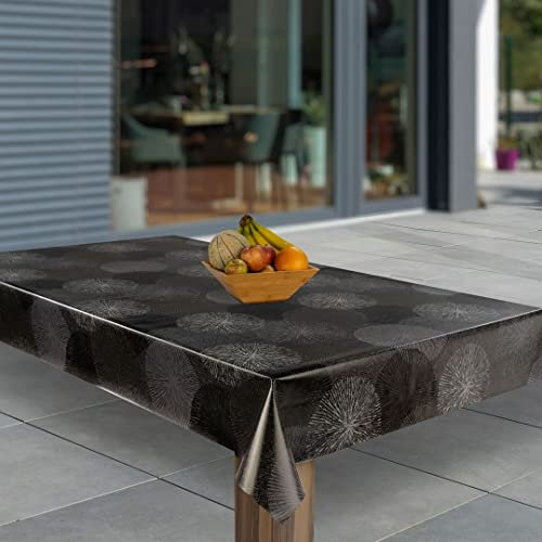 laro Wachstuch-Tischdecke Abwaschbar Garten-Tischdecke Wachstischdecke PVC Plastik-Tischdecken Eckig Meterware Wasserabweisend Abwischbar, Muster:Feuerwerk Schwarz Weiß Grau, Größe:110x160