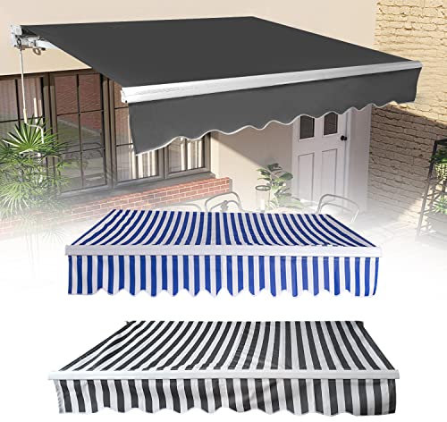 Ikodm Markise 300 x 250 cm Manuelle Gelenkarmmarkise Wasserdicht und Sonnenschutz, Terrassenmarkise, Sonnenmarkise für Balkon, Gelenkmarkise Dunkelgrau, Montage erforderlic
