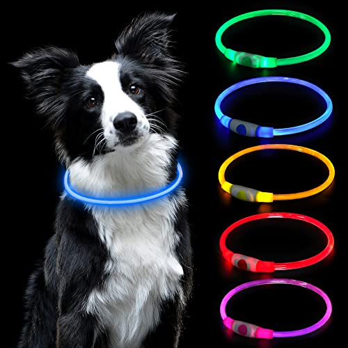 AUAUY LED Light Up Hundhalsband, Blinkhalsband För Husdjur, Usb Uppladdningsbart Vattentåligt Reflekterande Halsband För Kan Godtyckligt Skurna Halsband Passar Alla Katter Och Hundar