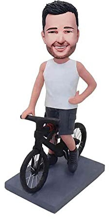 mydedor Headers Personalisierte Figuren Puppe, Mann Radfahrer Bobble Kopf, handgemachte Bobble Figuren, personalisiertes Geschenk, Skulptur für Herren