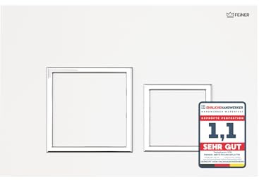 FEINER Piastra per WC [bianco lucido/cromato] - Compatibile con Geberit Sigma serie UP300 & UP320 doppio lavello, misura 24,5 × 16,4 cm - non compatibile con Delta, Omega, Basic, BP