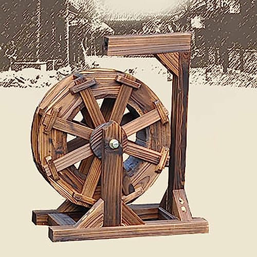 XTGDIEM Wasserrad-Brunnen, Holz-Wasserfall-Brunnen, Garten, Gartendekoration, unabhängiger Teich-Brunnen, Wasserpumpe, for den Außenbereich, Innenbereich, Balkon (Size : 80cm(31.5inch))