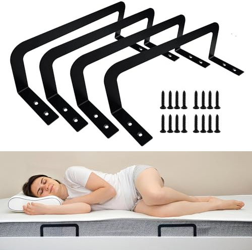 ECOHomes Mattress Retainer Bar - Mattress Slide Stopper Keep from Sliding | Non Slip Holder for Bed Frame Prevents Slipping Mattresses and Moving Topper, (4PCS, Black)