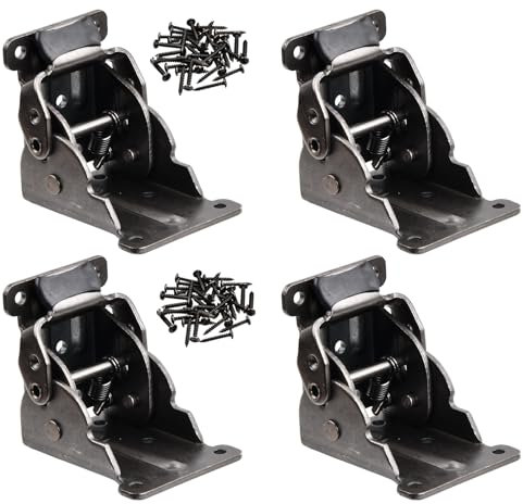 Fangehong Paquete de 4 Bisagras Plegables Patas, 90 Grados Bloqueo Automático, Herrajes para Mesas Plegables, Patas Plegables para Somier, Patas Escritorio para Conector de Accesorios de Muebles (C)