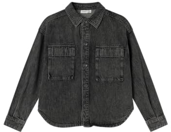 NAME IT Jungen Nkmseven Os DNM Shirt 5010-by Langarmhemd, Medium Grey Denim, 140 EU