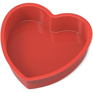 SILIVO Silicone Heart Shaped Cake Tin, Love Heart Cake Tin 8 inch, 21cm Hearts Cake Mould, Nonstick Silicone Baking Tin for Hearts Cakes
