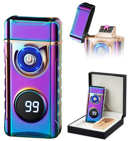 SKRFIRE Plasma Rechargeable Electric Lighter for Candle - Arc Type C Electronic Torch, Windproof Portable Metal With LED Power Display for Camping, Hiking, BBQ (Colour)