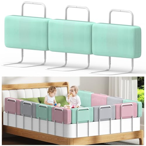 Kidsgigglz Bettgitter 50cm，Bettschutzgitter für Kinder，Rausfallschutz Bett，Baby Bettschutzgitter，Höhenverstellbar,Einfache Montage,Kinderbettgitter für Kinder mit Verstärktem Rahmen,Grün
