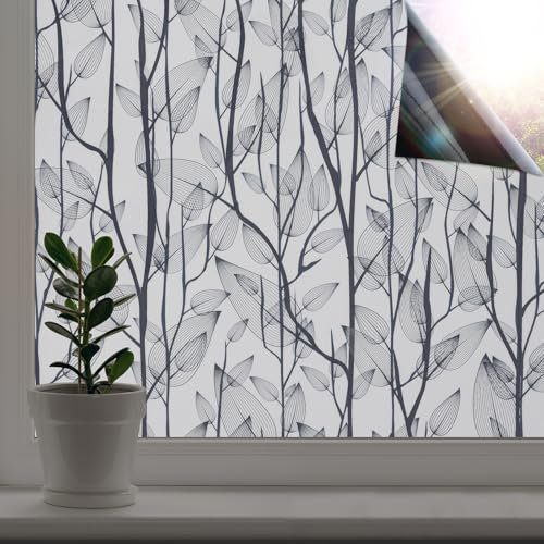 dktie Fensterfolie Blickdicht Schwarz, Lichtdichte Selbstklebende Fensterverdunkelungsfolie, Lichtreduzierende Folie Klebefolie Blickdicht, Geeignet für Schlafzimmer, Badezimmer 44,5 x 200 cm