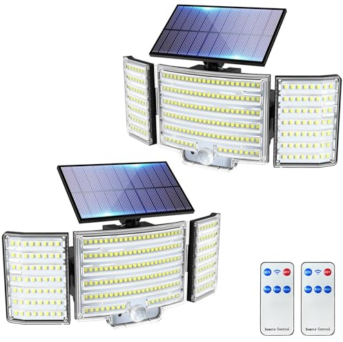 nipify 2 Stück Solarlampen für Außen mit Bewegungsmelder, 238 LED Super Hell Solar Aussenleuchte mit Fernbedienung, 3 Modi IP65 Wasserdichte Solarleuchte für Garten Outdoor Wand