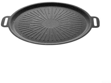 Non-Stick Stone Grill Pan, Indoor Cast Iron Barbecue Teppanyaki Plate with Even Heat Distribution for Camping BBQ Picnic Home Cooking