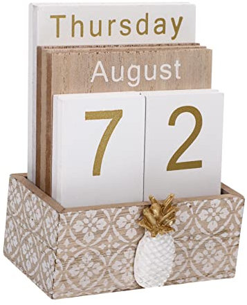 TOGEVAL 1satz Holzkalender Mit Kreativen Ananas-dekorationen Multifunktionale Schreibtischornamente Für Büro Und Zuhause Als Fotografie-requisiten Und Stilvolle Tischdeko