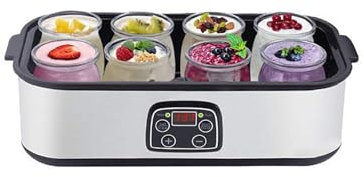 RIXANT Motor de Yogur probiótico, máquina de Yogur definitiva de 1400ML con 8 tarros de Vidrio, máquina de Yogur Digital automática