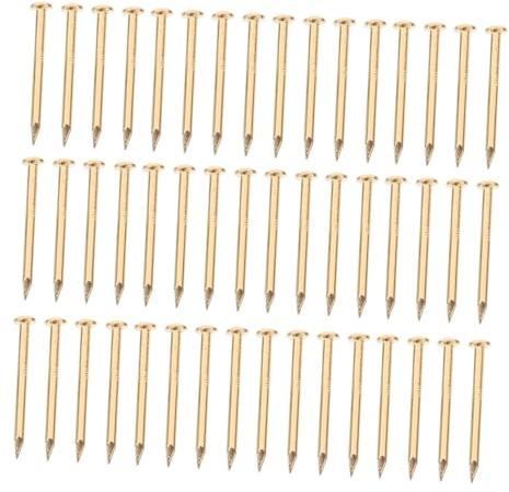 NULYLU 200pcs Brass Nails Round Head Wall Fixing Nails for Furniture DIY Hanging
