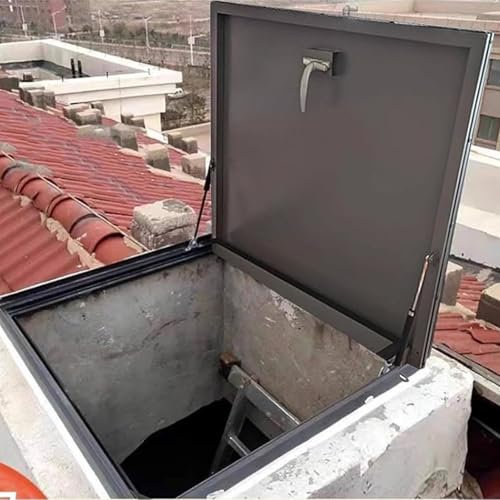 Large Skylights & Roof Windows, Galvanized Roof Hatch Deck, Rainproof Flat Roof Lighting Well Window for Hallway Loft Stairway Garage,60x60cm