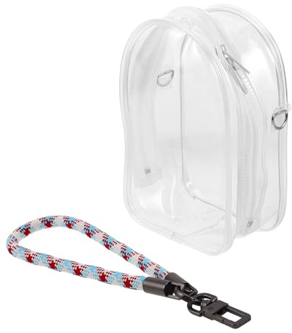 Kisangel Transparent dockväska: Förvaringsfodral i PVC för actionfigurer för nycklar och hörlurar - med färgat vävt snöre för enkel bärning