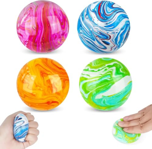 Ainiv 4 st stressbollar för knådning, stressavlastande handterapi, klämbollar, dekompressionsleksaker för autism, klasspris, fyllmedel, vuxna