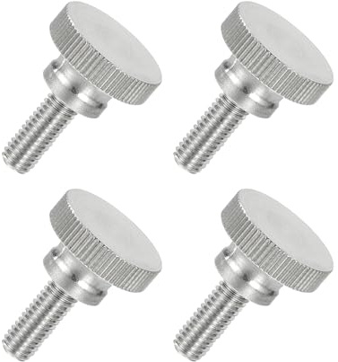 QUARKZMAN 4 Stück 304 Edelstahl Rändelschrauben M6 x 16mm, Flache Rändelschraube mit Vollgewinde, Rändelkopf Handschrauben Set für Industrie Haushalt Mechanische Teile Elektronische Geräte